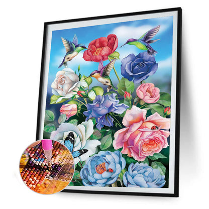 Bird Flowers - Full Round Drill Diamond Painting 30*40CM