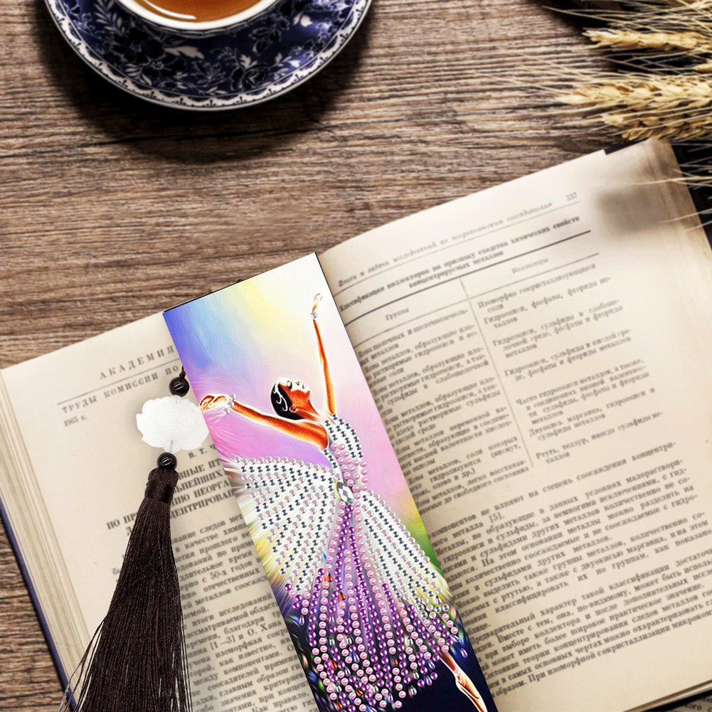 2pcs 5D DIY Diamond Painting Leather Bookmark Special-shaped Drill Tassel