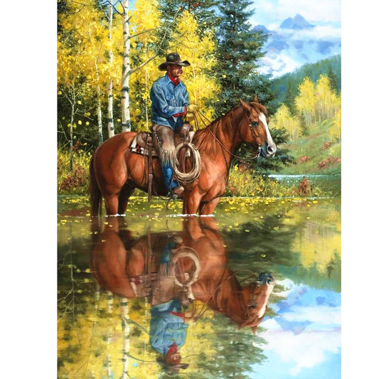 Cowboy Horse - Full Round Drill Diamond Painting 30*40CM