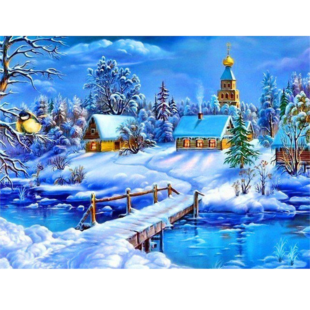 Snow Scene - Full Round Drill Diamond Painting 40*30CM