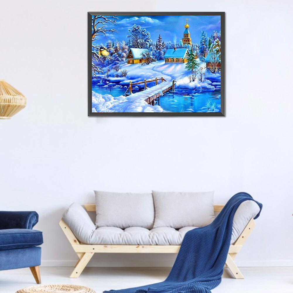 Snow Scene - Full Round Drill Diamond Painting 40*30CM