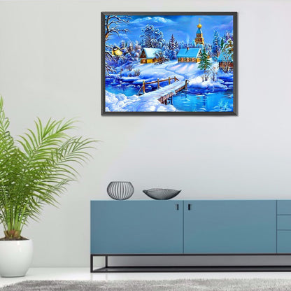 Snow Scene - Full Round Drill Diamond Painting 40*30CM