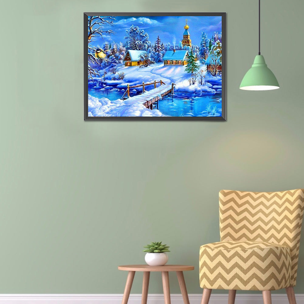 Snow Scene - Full Round Drill Diamond Painting 40*30CM