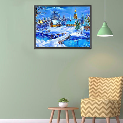 Snow Scene - Full Round Drill Diamond Painting 40*30CM