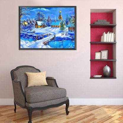 Snow Scene - Full Round Drill Diamond Painting 40*30CM