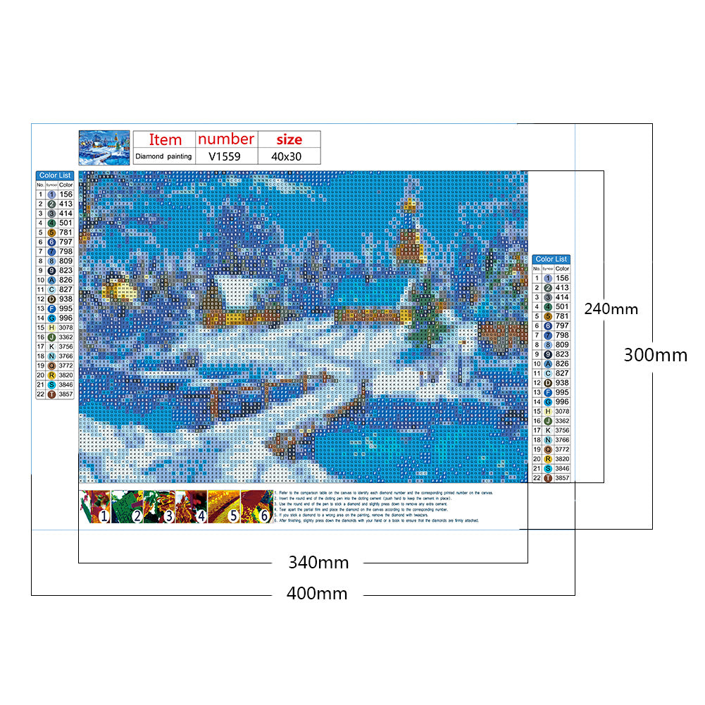 Snow Scene - Full Round Drill Diamond Painting 40*30CM