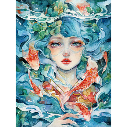 Koi Girl - Full Round Drill Diamond Painting 30*40CM