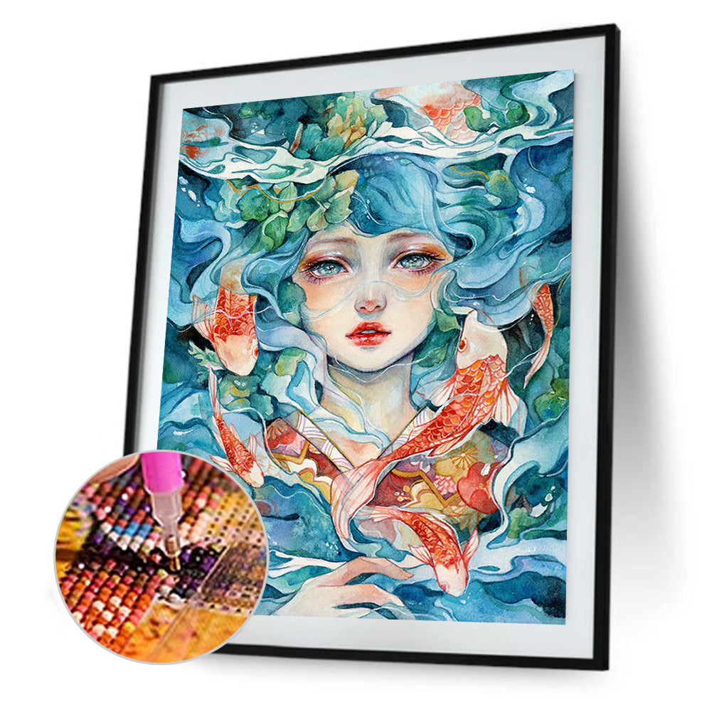 Koi Girl - Full Round Drill Diamond Painting 30*40CM