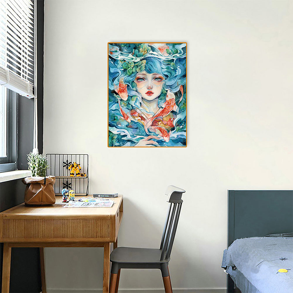 Koi Girl - Full Round Drill Diamond Painting 30*40CM