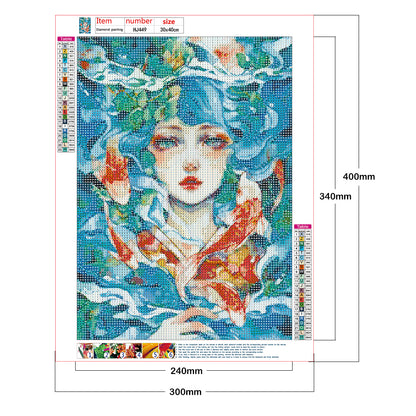 Koi Girl - Full Round Drill Diamond Painting 30*40CM