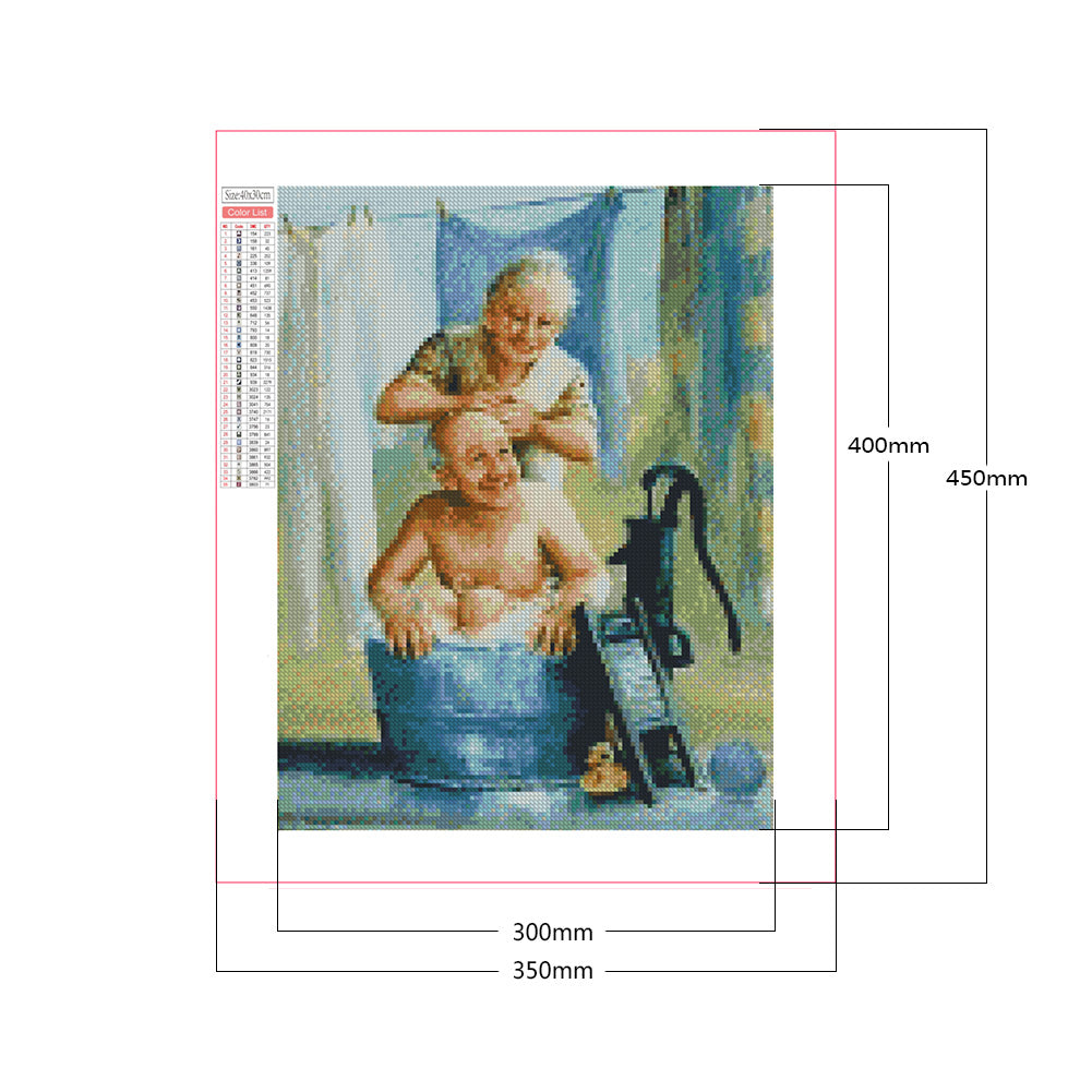 Elder Bathing - Full Square Drill Diamond Painting 30*40CM