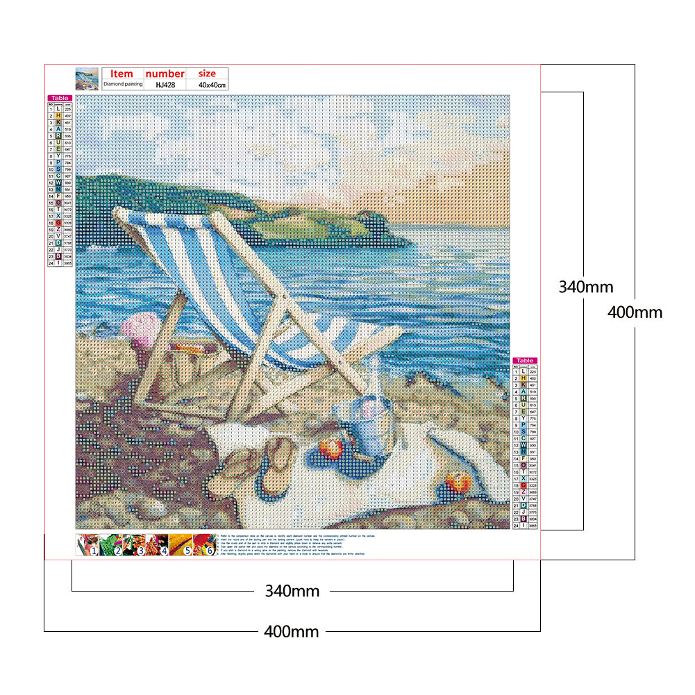 Beach - Full Round Drill Diamond Painting 40*40CM