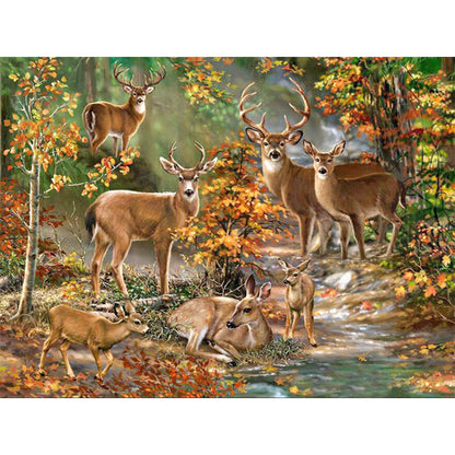 Forest Deers - Full Round Drill Diamond Painting 40*30CM