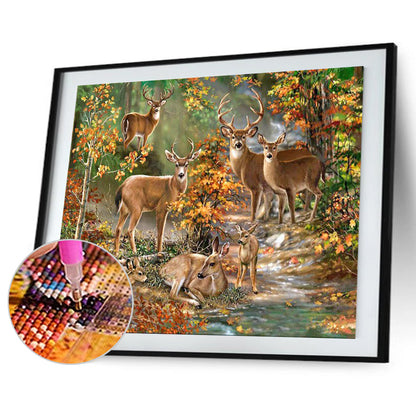 Forest Deers - Full Round Drill Diamond Painting 40*30CM