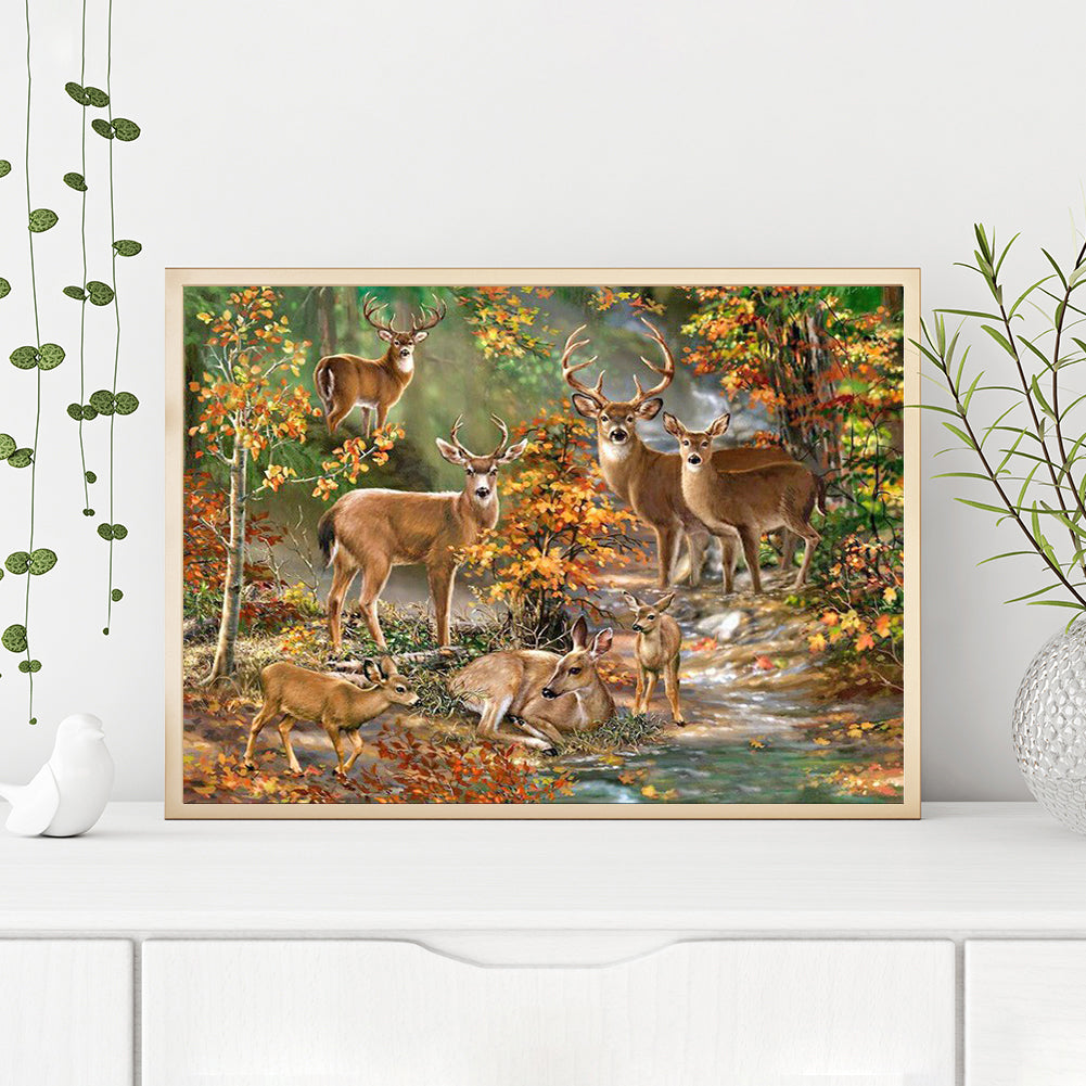 Forest Deers - Full Round Drill Diamond Painting 40*30CM