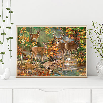 Forest Deers - Full Round Drill Diamond Painting 40*30CM