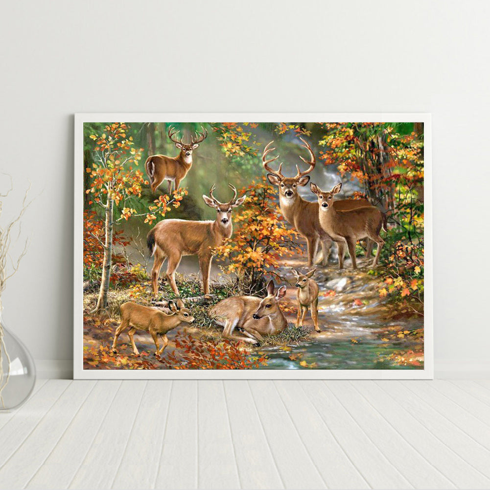 Forest Deers - Full Round Drill Diamond Painting 40*30CM