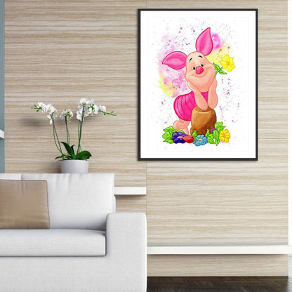 Flowers Pig - Full Round Drill Diamond Painting 30*40CM