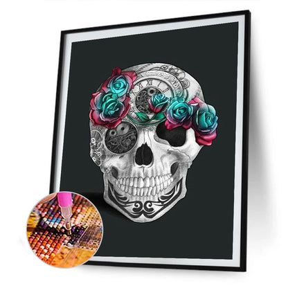 Flower Skull - Full Round Drill Diamond Painting 30*40CM