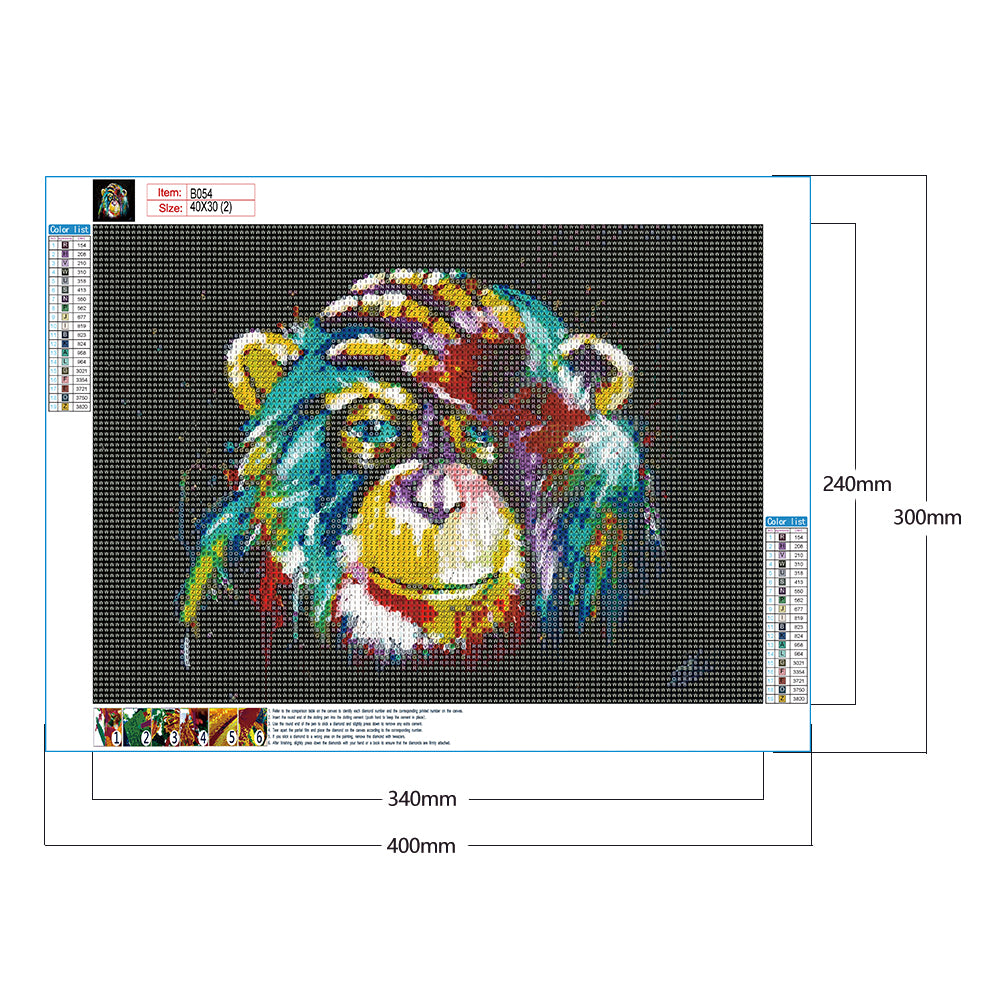 Chimpanzees - Full Round Drill Diamond Painting 40*30CM