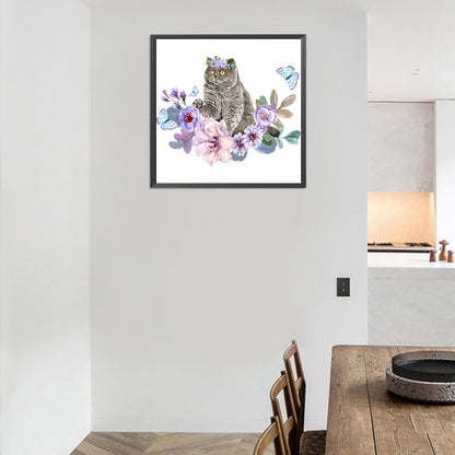 Flower Cat - Full Round Drill Diamond Painting 40*40CM