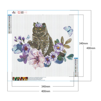 Flower Cat - Full Round Drill Diamond Painting 40*40CM