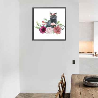 Flower Cat - Full Round Drill Diamond Painting 40*40CM