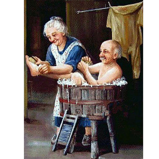 Elderly Couple - Full Round Drill Diamond Painting 40*50CM