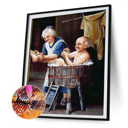 Elderly Couple - Full Round Drill Diamond Painting 40*50CM