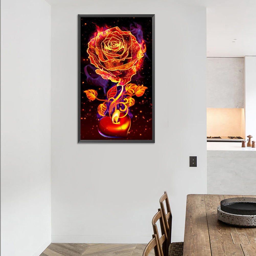 Flame Rose - Full Round Drill Diamond Painting 40*70CM