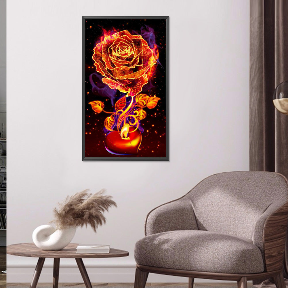 Flame Rose - Full Round Drill Diamond Painting 40*70CM