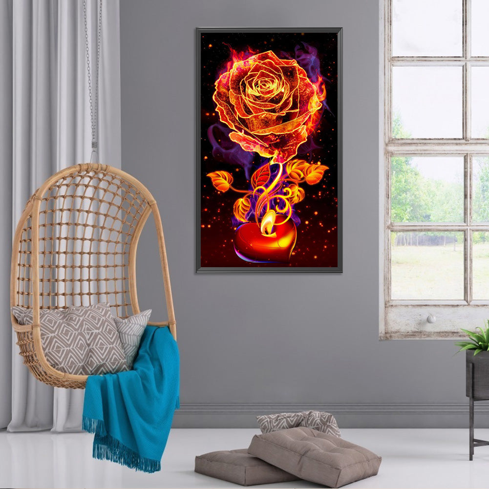 Flame Rose - Full Round Drill Diamond Painting 40*70CM