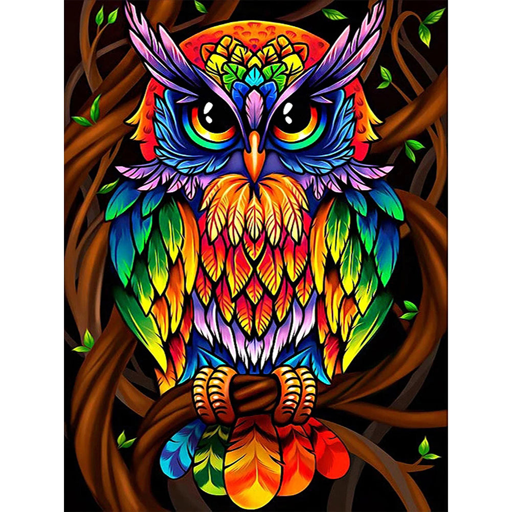 Owl - Full Round Drill Diamond Painting 30*40CM