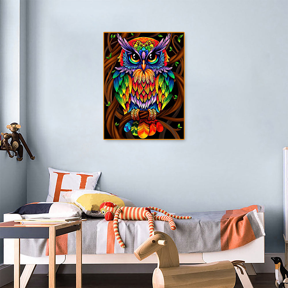 Owl - Full Round Drill Diamond Painting 30*40CM