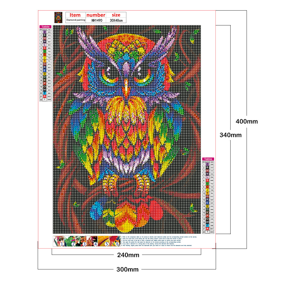 Owl - Full Round Drill Diamond Painting 30*40CM