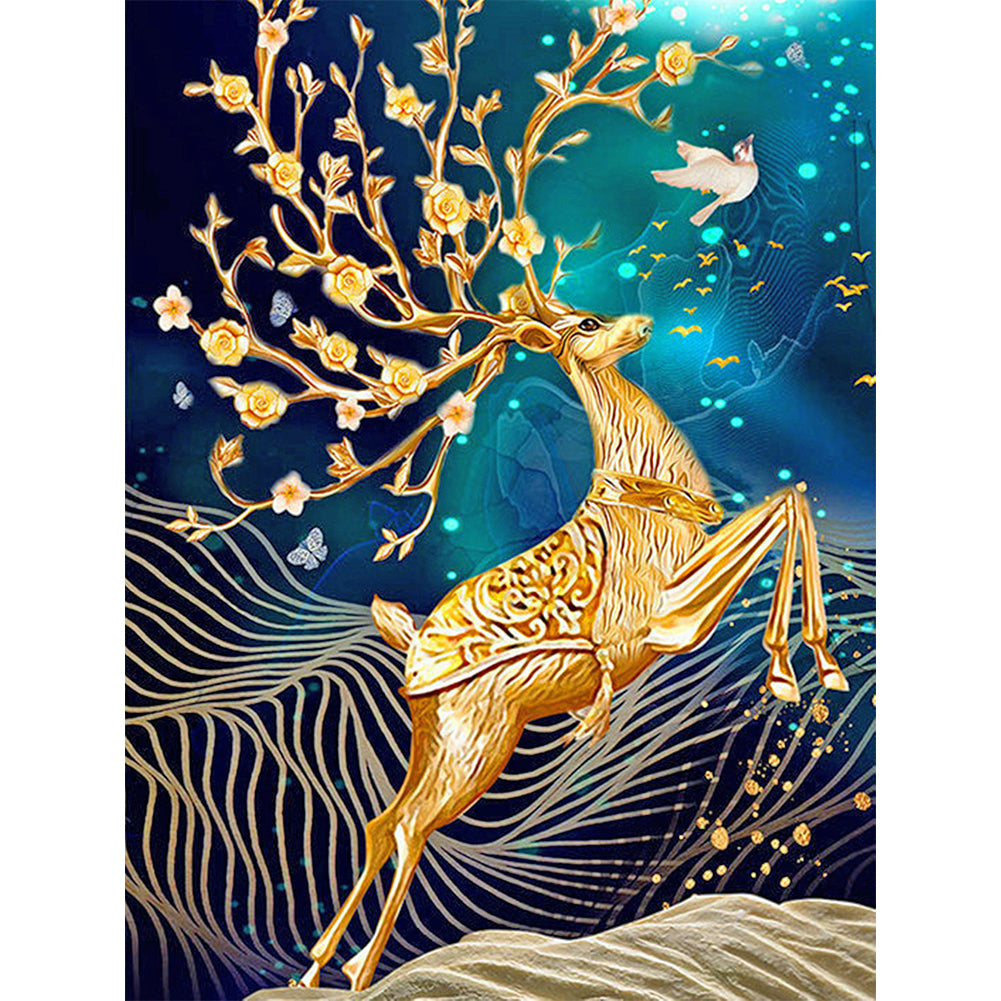Golden Deer - Full Round Drill Diamond Painting 30*40CM