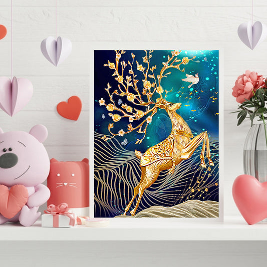 Golden Deer - Full Round Drill Diamond Painting 30*40CM