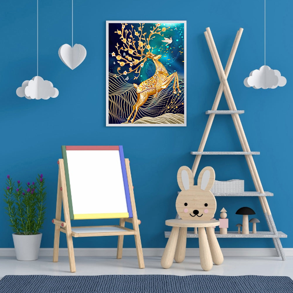 Golden Deer - Full Round Drill Diamond Painting 30*40CM