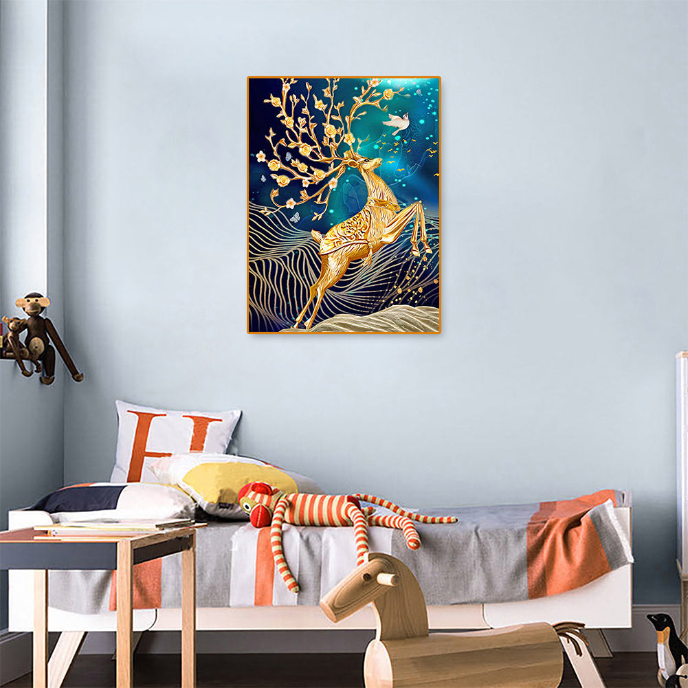 Golden Deer - Full Round Drill Diamond Painting 30*40CM