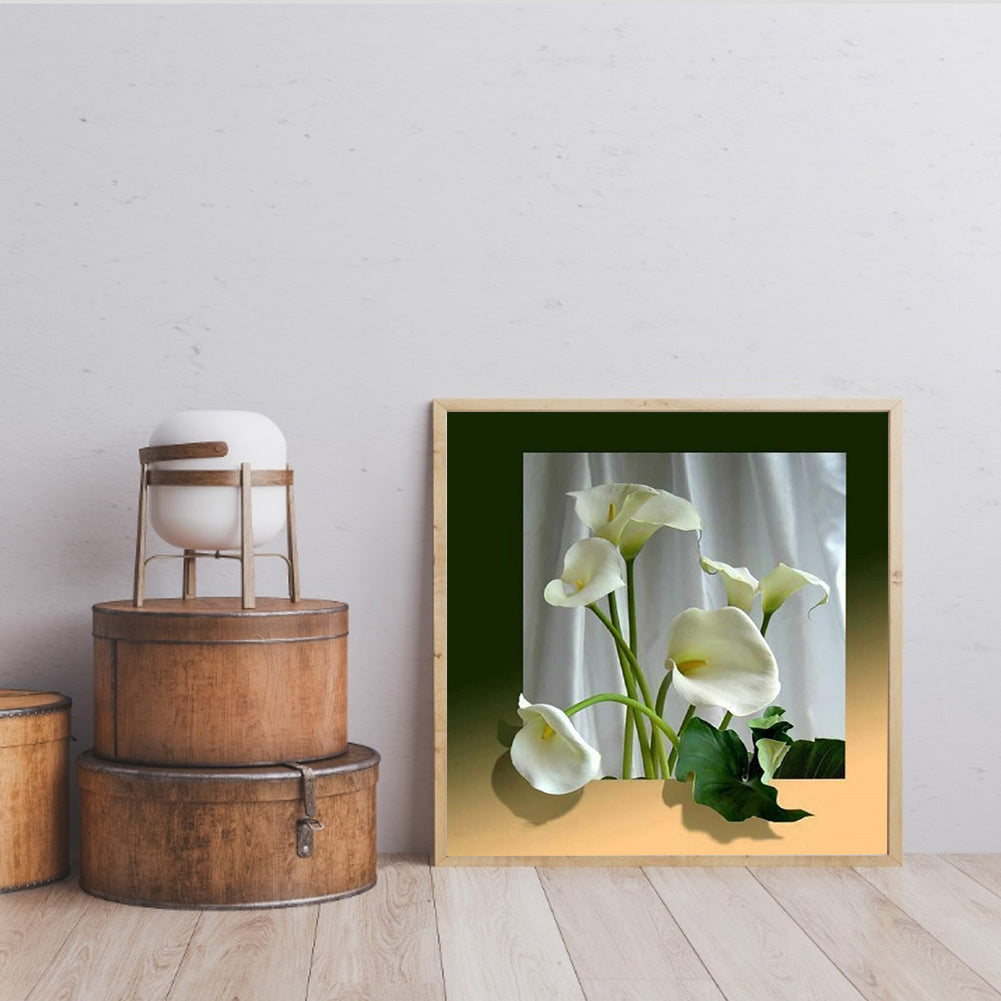 White Calla Lily - Full Round Drill Diamond Painting 30*30CM