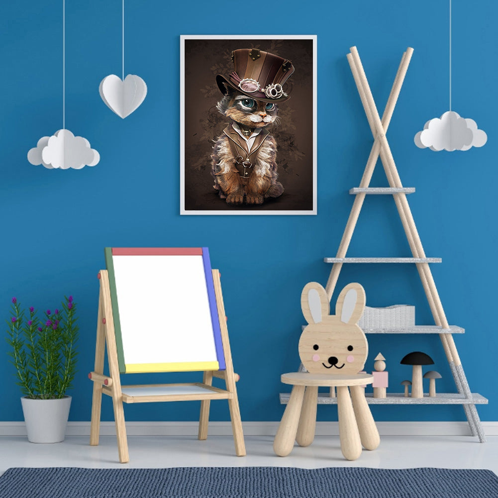 Cat - Full Round Drill Diamond Painting 30*40CM