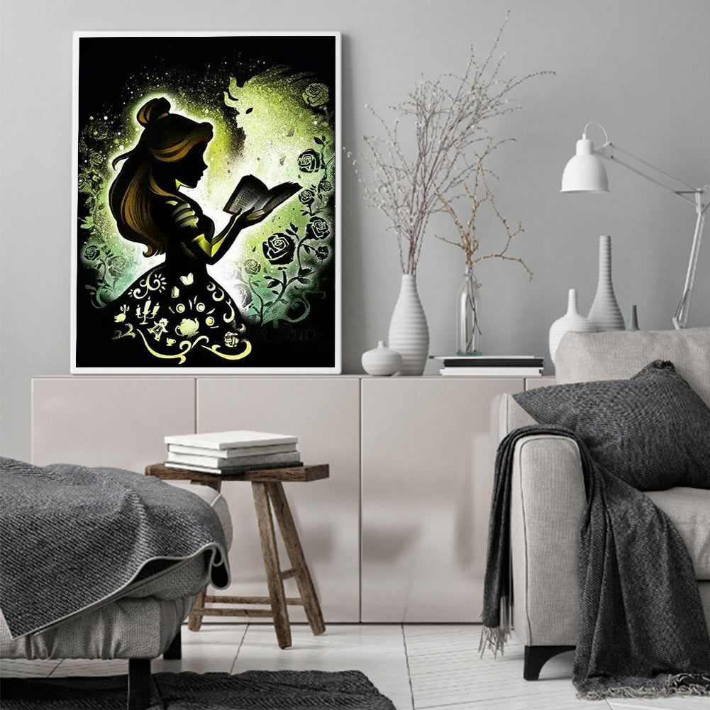 Silhouette Disney Princess - Full Round Drill Diamond Painting 40*50CM