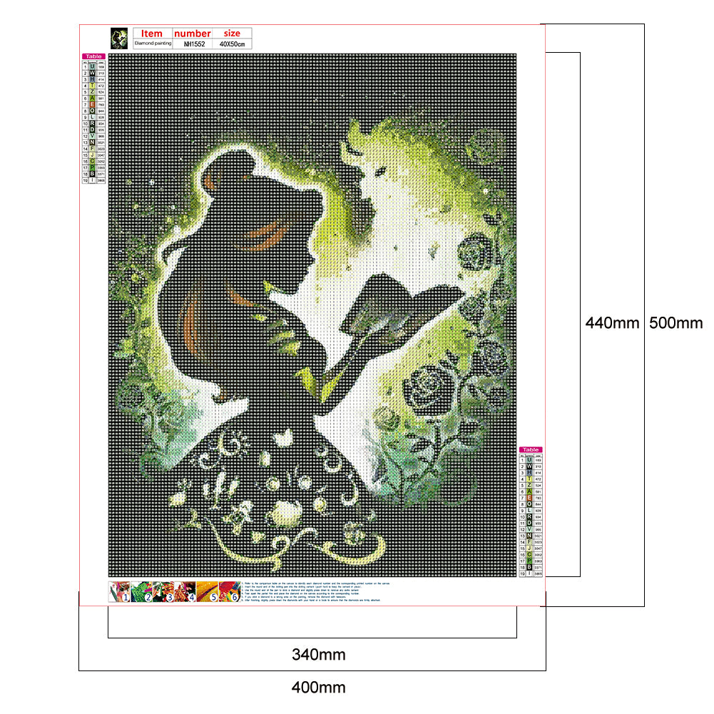 Silhouette Disney Princess - Full Round Drill Diamond Painting 40*50CM