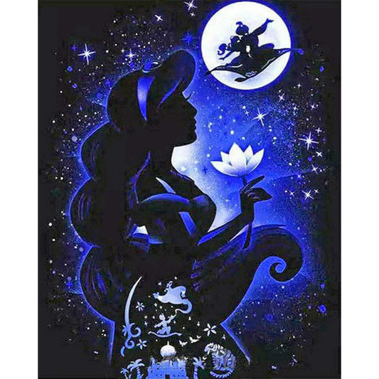 Silhouette Disney Princess - Full Round Drill Diamond Painting 40*50CM