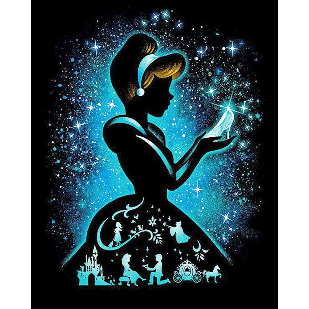 Silhouette Disney Princess - Full Round Drill Diamond Painting 40*50CM