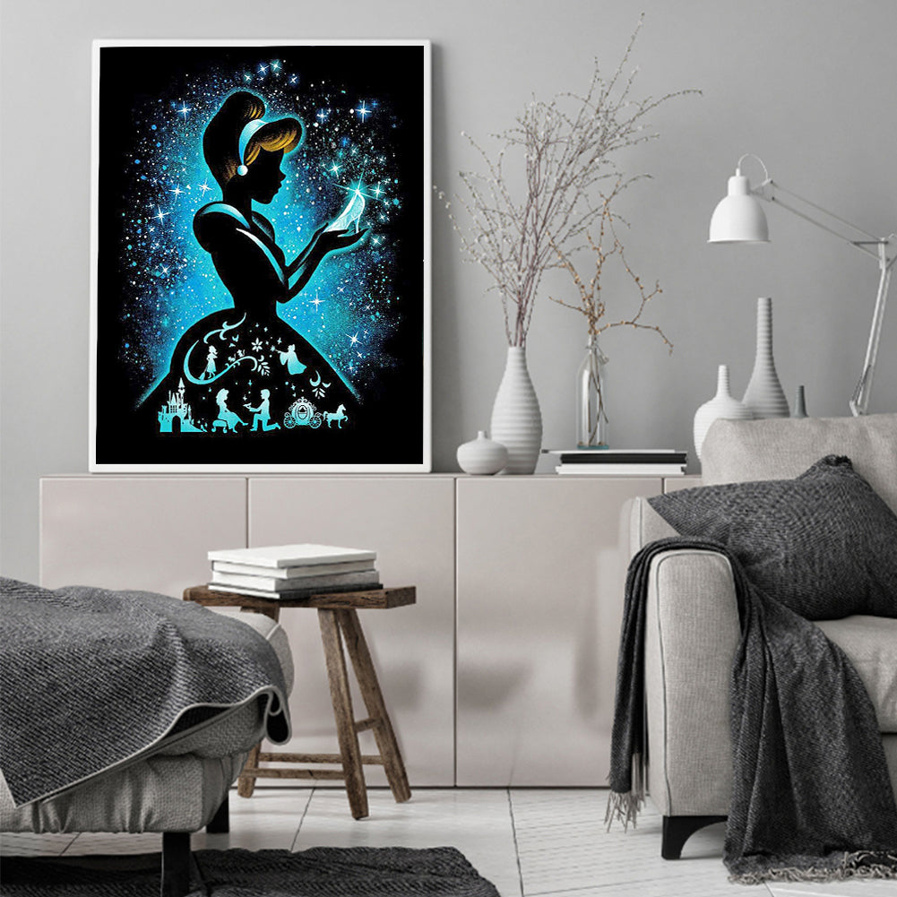 Silhouette Disney Princess - Full Round Drill Diamond Painting 40*50CM