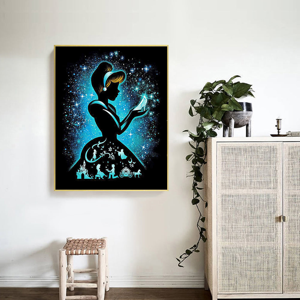 Silhouette Disney Princess - Full Round Drill Diamond Painting 40*50CM