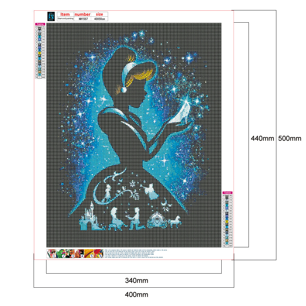 Silhouette Disney Princess - Full Round Drill Diamond Painting 40*50CM