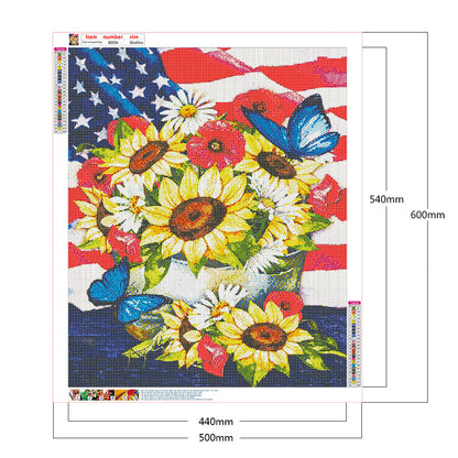 Flag And Flowers - Full Round Drill Diamond Painting 50*60CM