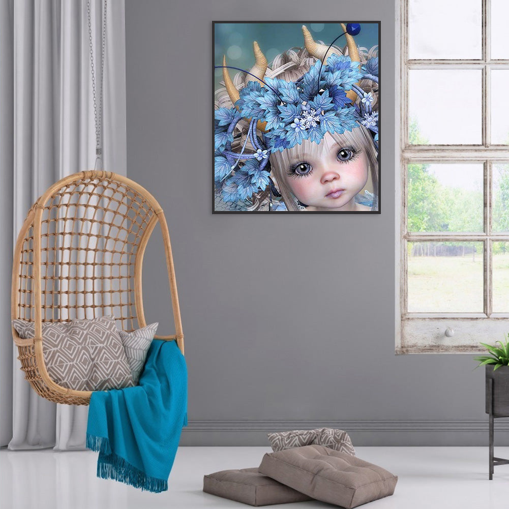 Big Eyes Girl - Full Round Drill Diamond Painting 30*35CM